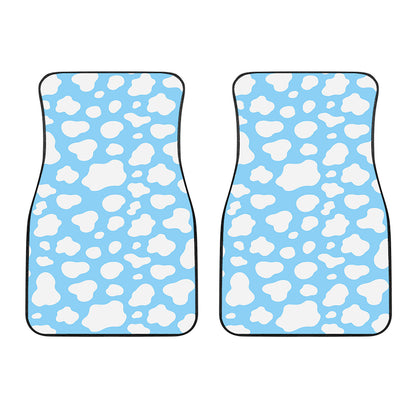 White And Blue Cow Print Front Car Floor Mats