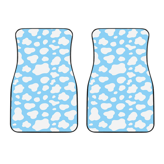 White And Blue Cow Print Front Car Floor Mats