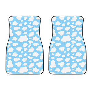 White And Blue Cow Print Front Car Floor Mats