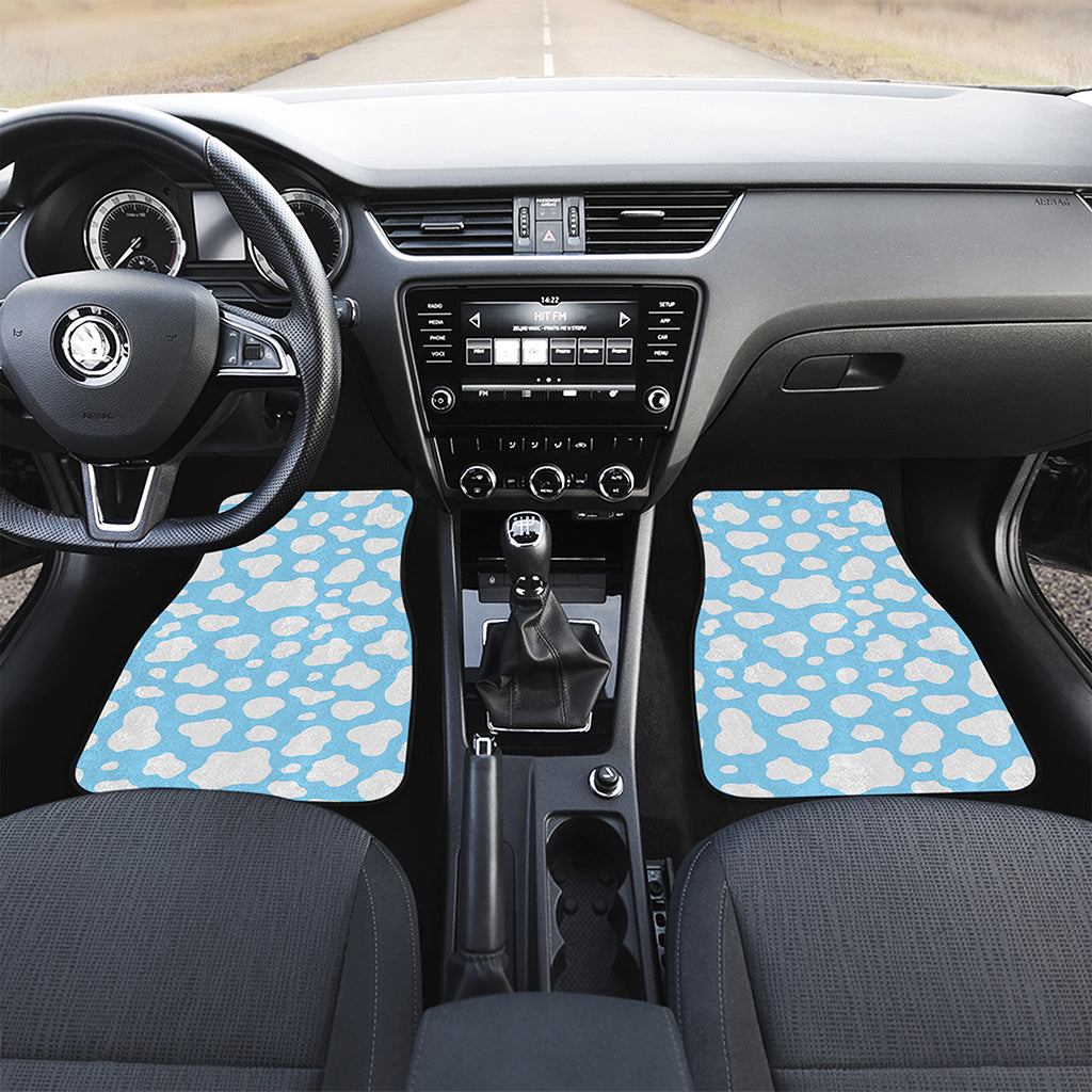 White And Blue Cow Print Front Car Floor Mats
