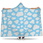 White And Blue Cow Print Hooded Blanket