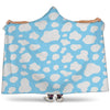 White And Blue Cow Print Hooded Blanket