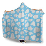 White And Blue Cow Print Hooded Blanket