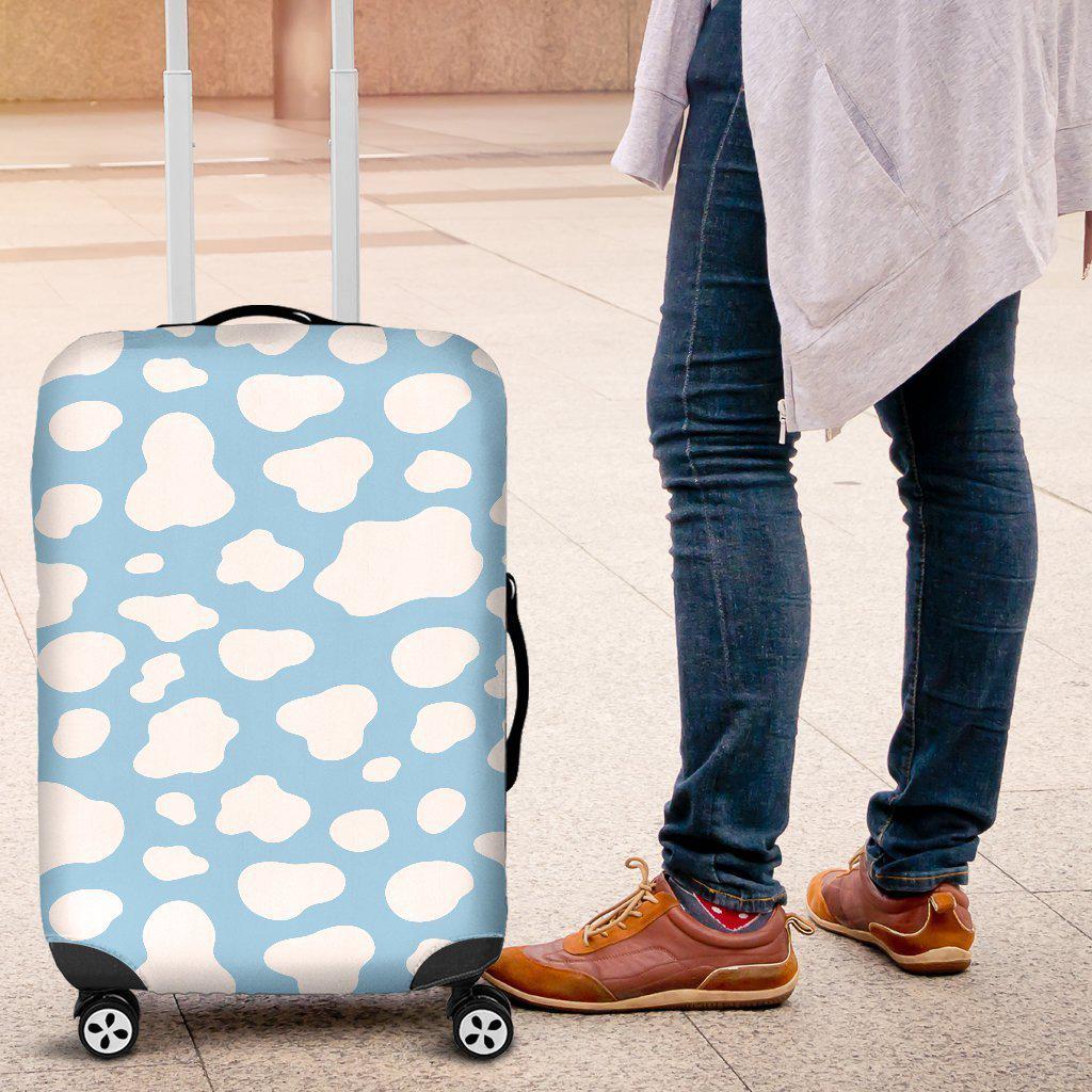 White And Blue Cow Print Luggage Cover GearFrost