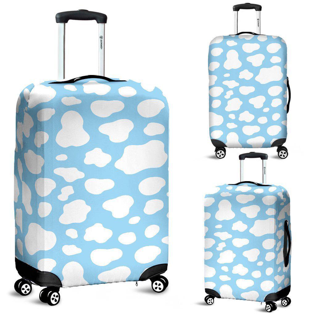 White And Blue Cow Print Luggage Cover GearFrost