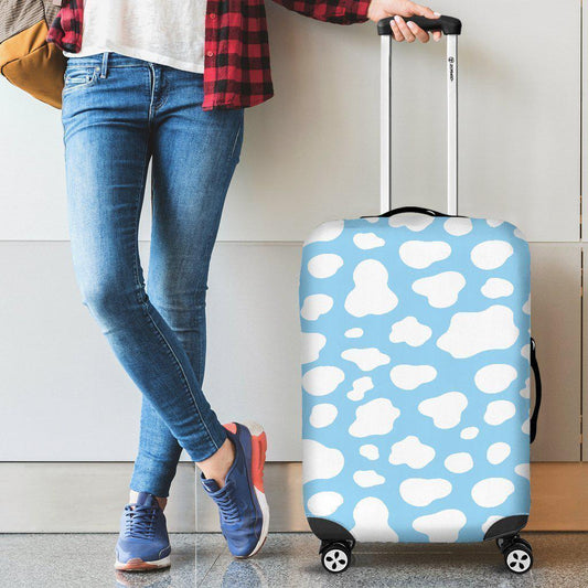 White And Blue Cow Print Luggage Cover GearFrost