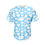 White And Blue Cow Print Men's Baseball Jersey