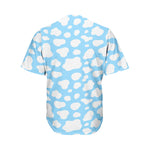 White And Blue Cow Print Men's Baseball Jersey