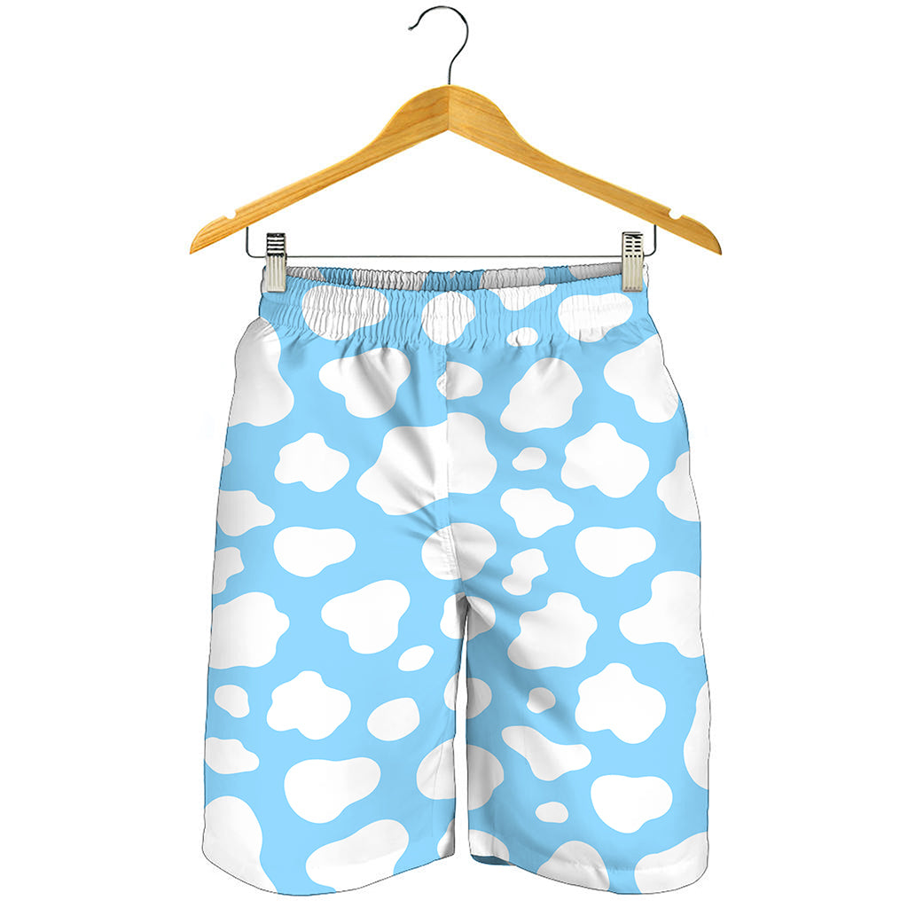 White And Blue Cow Print Men's Shorts