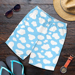 White And Blue Cow Print Men's Shorts
