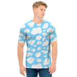 White And Blue Cow Print Men's T-Shirt