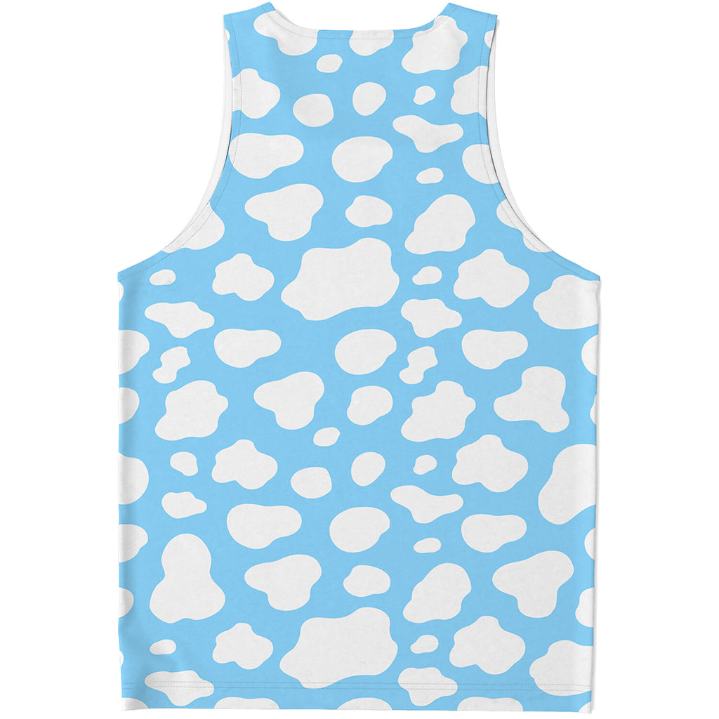 White And Blue Cow Print Men's Tank Top