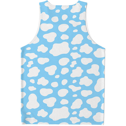 White And Blue Cow Print Men's Tank Top
