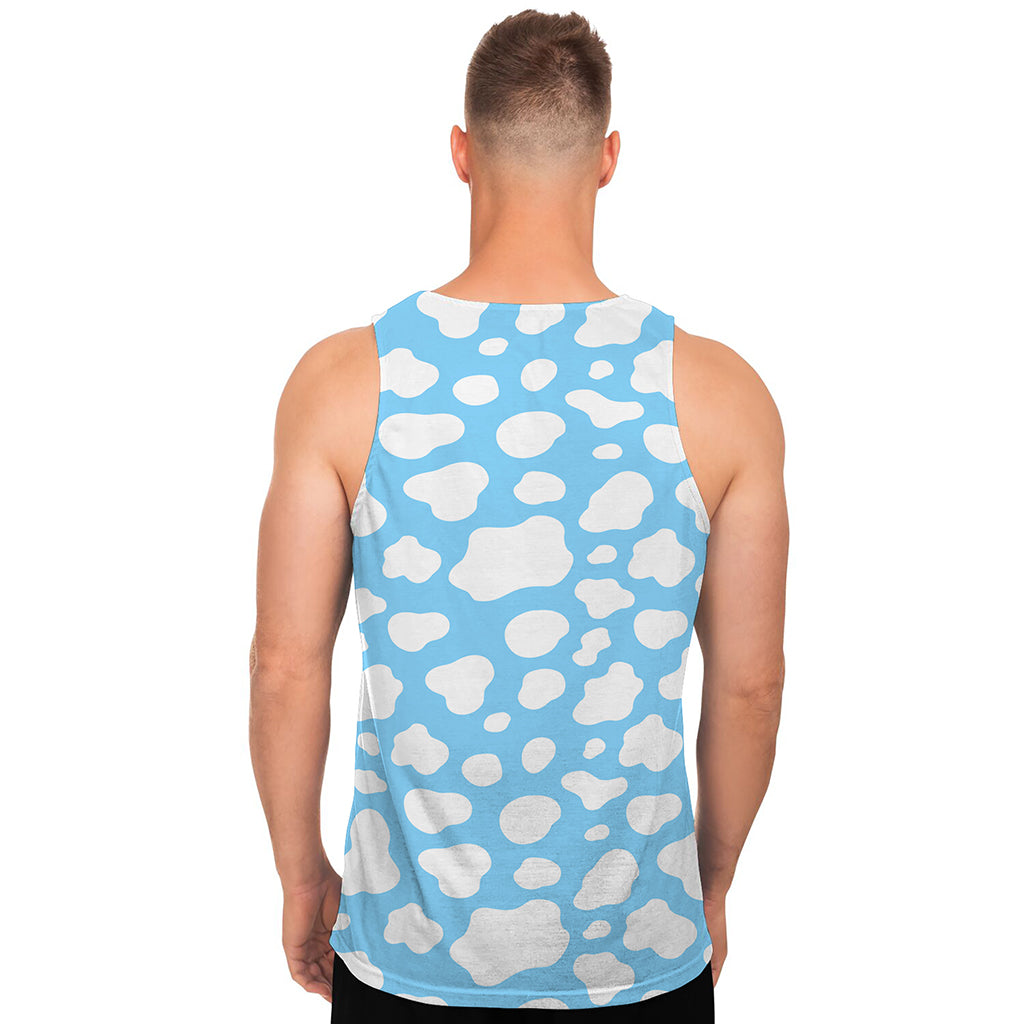 White And Blue Cow Print Men's Tank Top