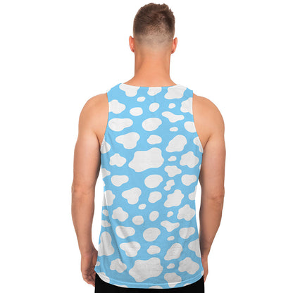 White And Blue Cow Print Men's Tank Top