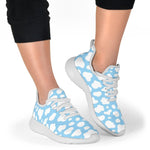 White And Blue Cow Print Mesh Knit Shoes GearFrost