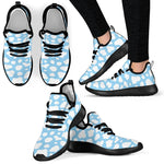 White And Blue Cow Print Mesh Knit Shoes GearFrost
