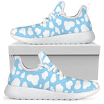White And Blue Cow Print Mesh Knit Shoes GearFrost