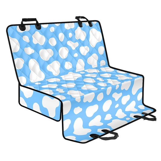 White And Blue Cow Print Pet Car Back Seat Cover