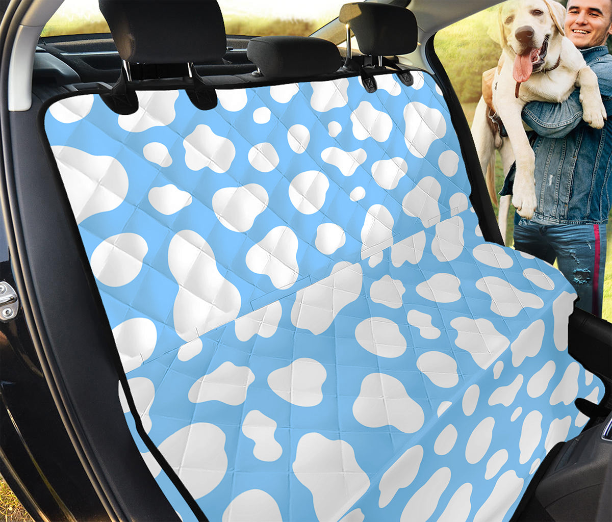 White And Blue Cow Print Pet Car Back Seat Cover