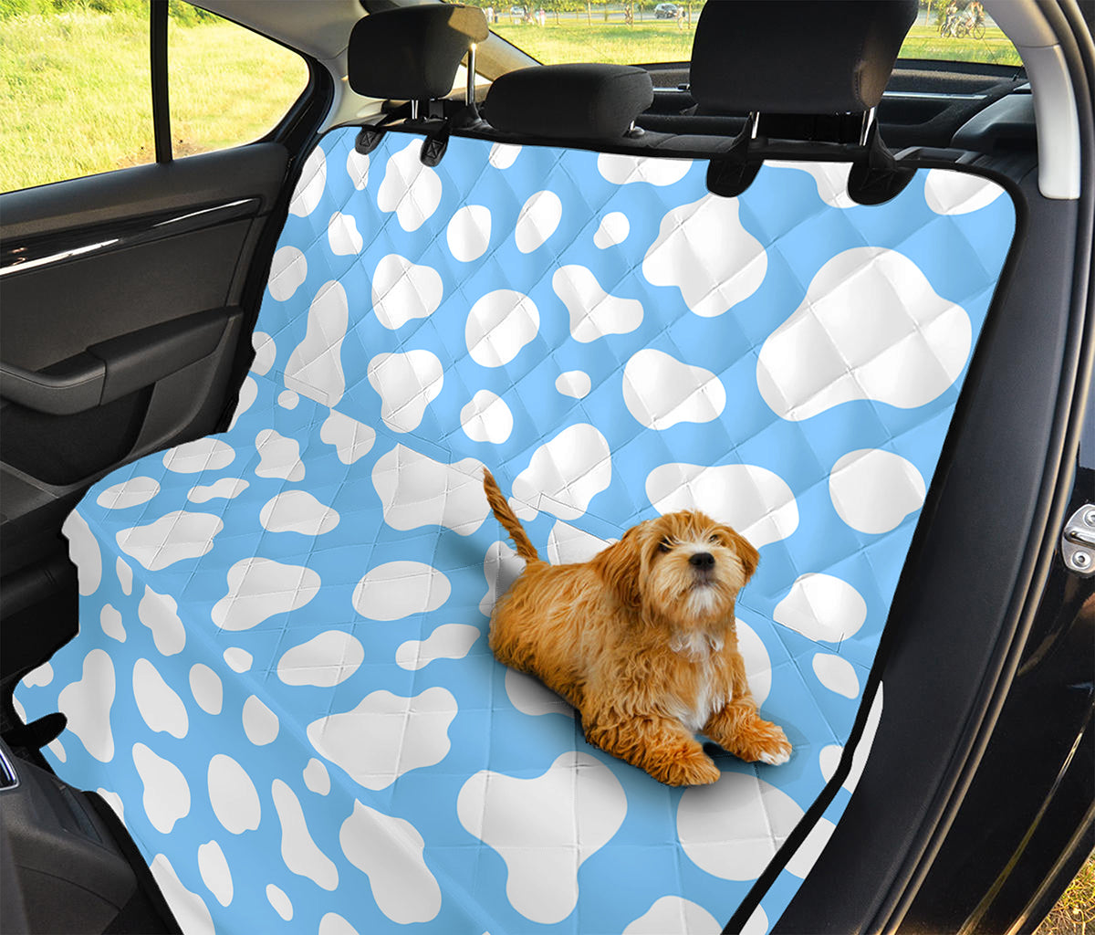 White And Blue Cow Print Pet Car Back Seat Cover