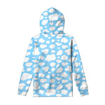 White And Blue Cow Print Pullover Hoodie