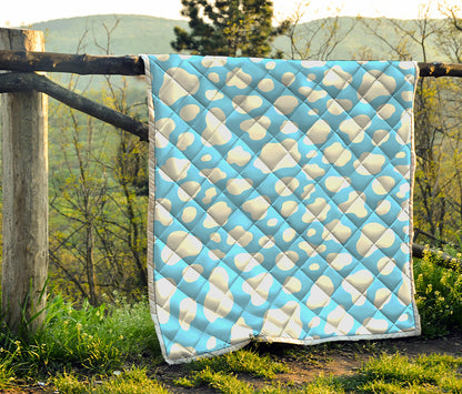 White And Blue Cow Print Quilt