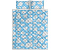 White And Blue Cow Print Quilt Bed Set