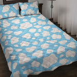White And Blue Cow Print Quilt Bed Set