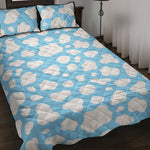White And Blue Cow Print Quilt Bed Set