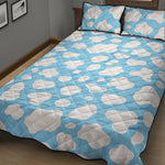 White And Blue Cow Print Quilt Bed Set
