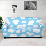 White And Blue Cow Print Sofa Cover
