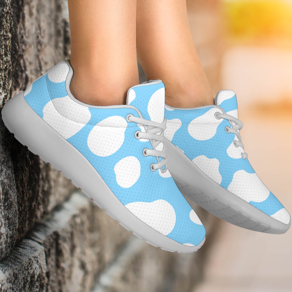 White And Blue Cow Print Sport Shoes GearFrost