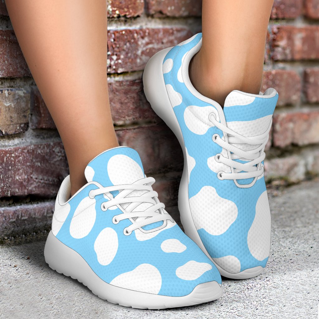 White And Blue Cow Print Sport Shoes GearFrost