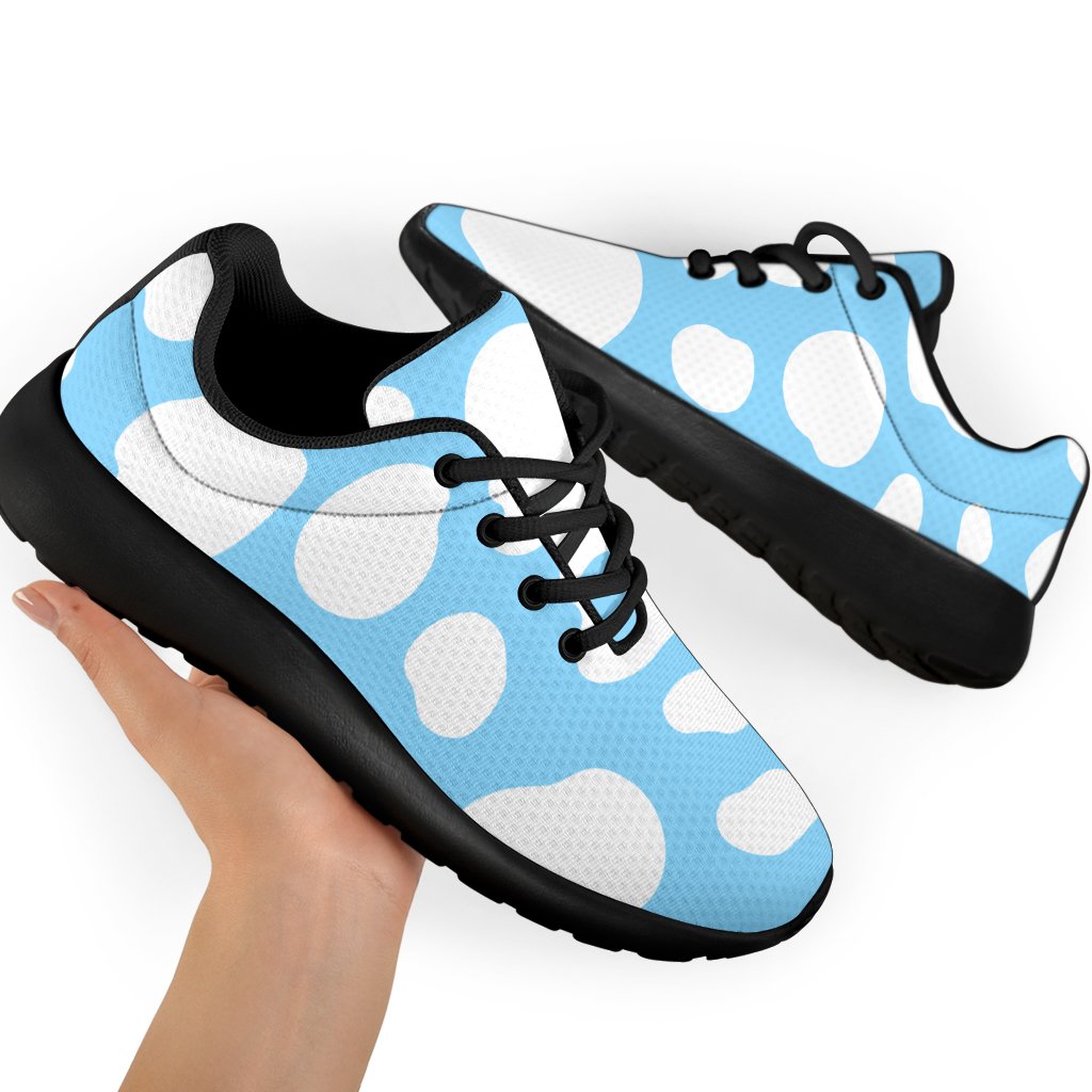 White And Blue Cow Print Sport Shoes GearFrost