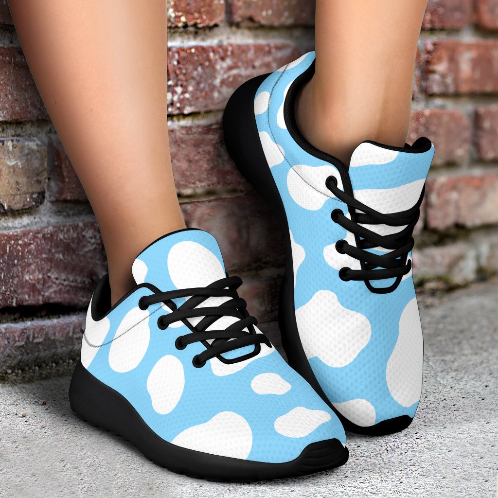 White And Blue Cow Print Sport Shoes GearFrost