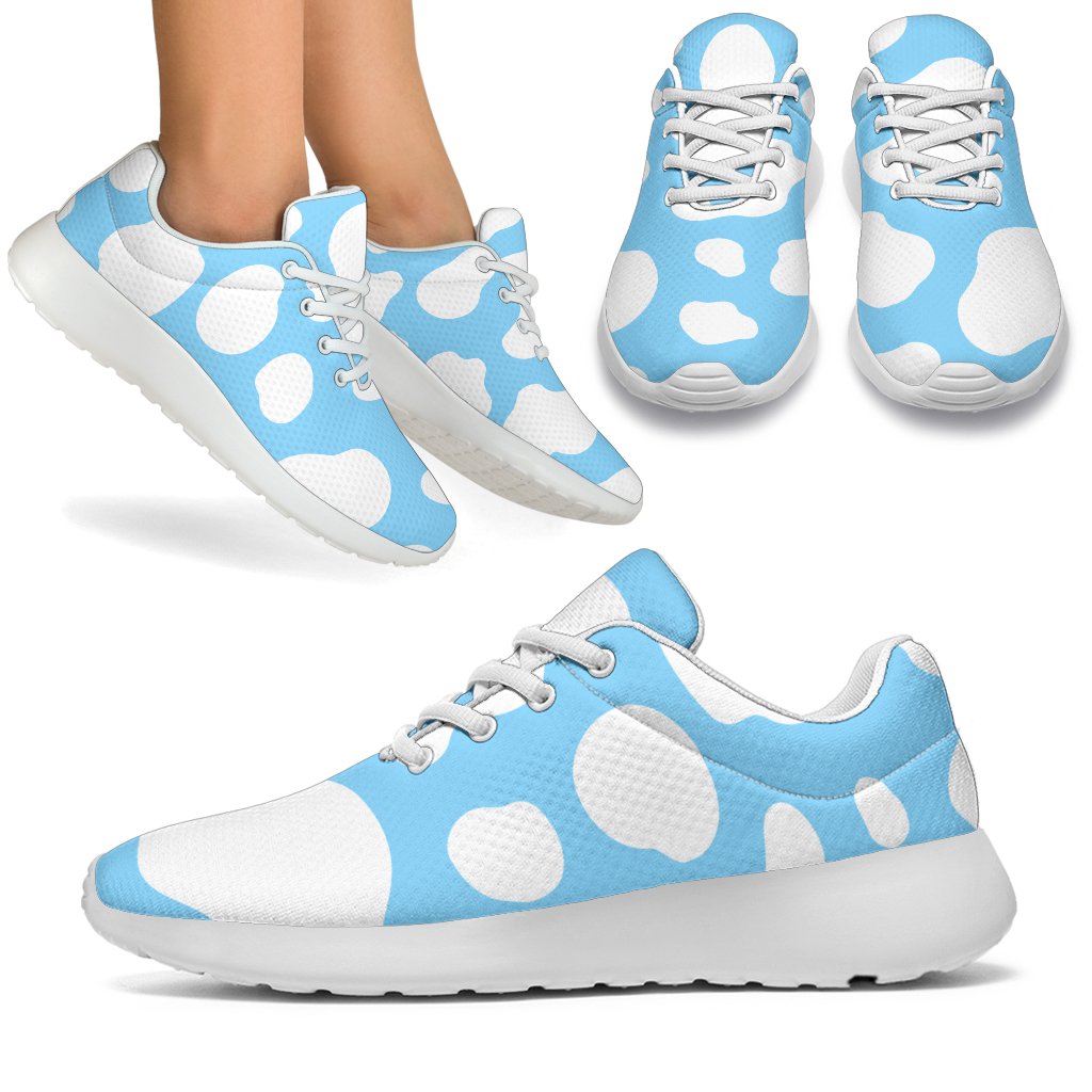 White And Blue Cow Print Sport Shoes GearFrost