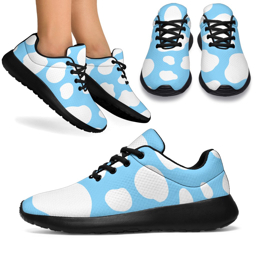 White And Blue Cow Print Sport Shoes GearFrost