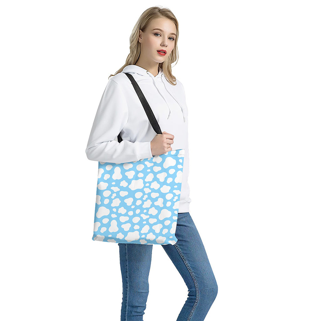 White And Blue Cow Print Tote Bag