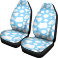White And Blue Cow Print Universal Fit Car Seat Covers