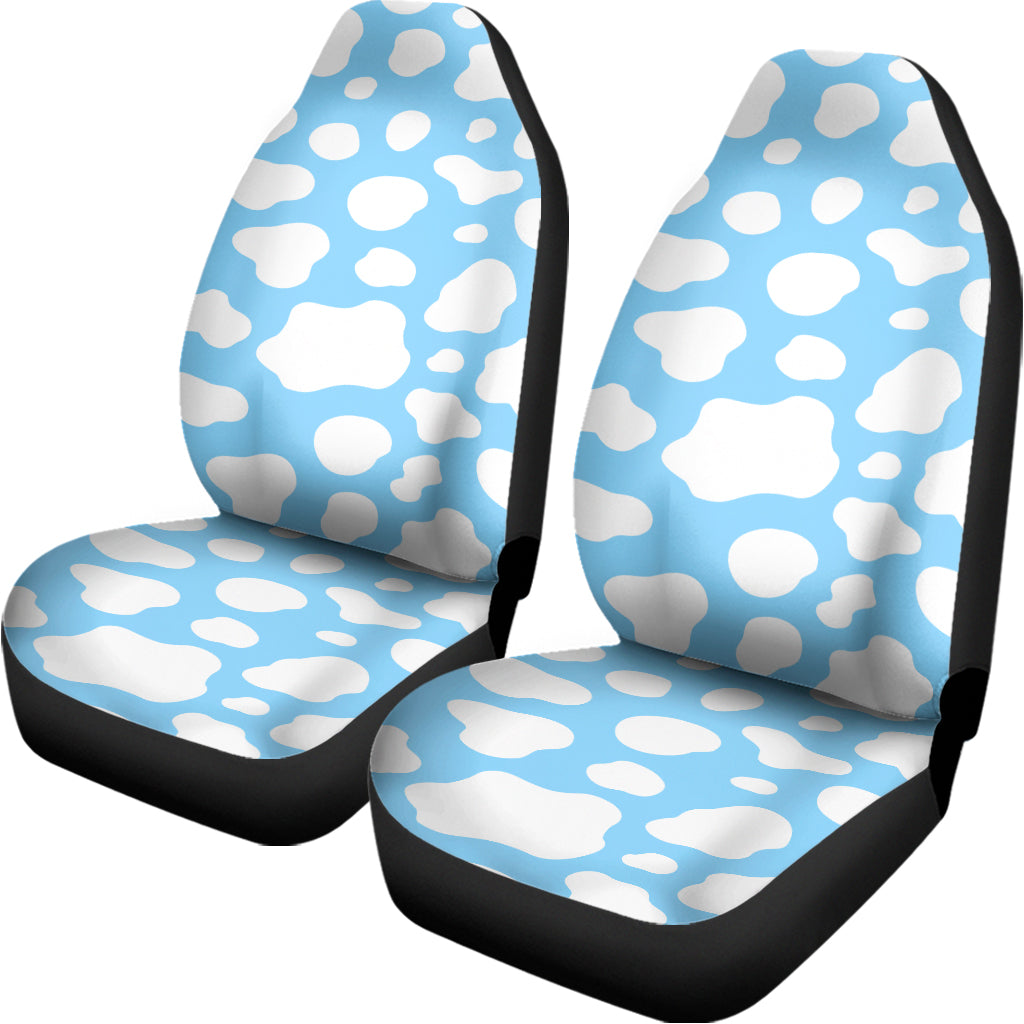 White And Blue Cow Print Universal Fit Car Seat Covers