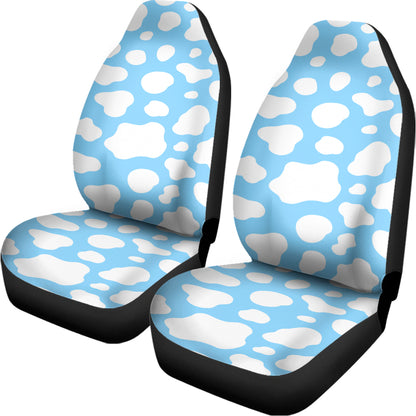 White And Blue Cow Print Universal Fit Car Seat Covers
