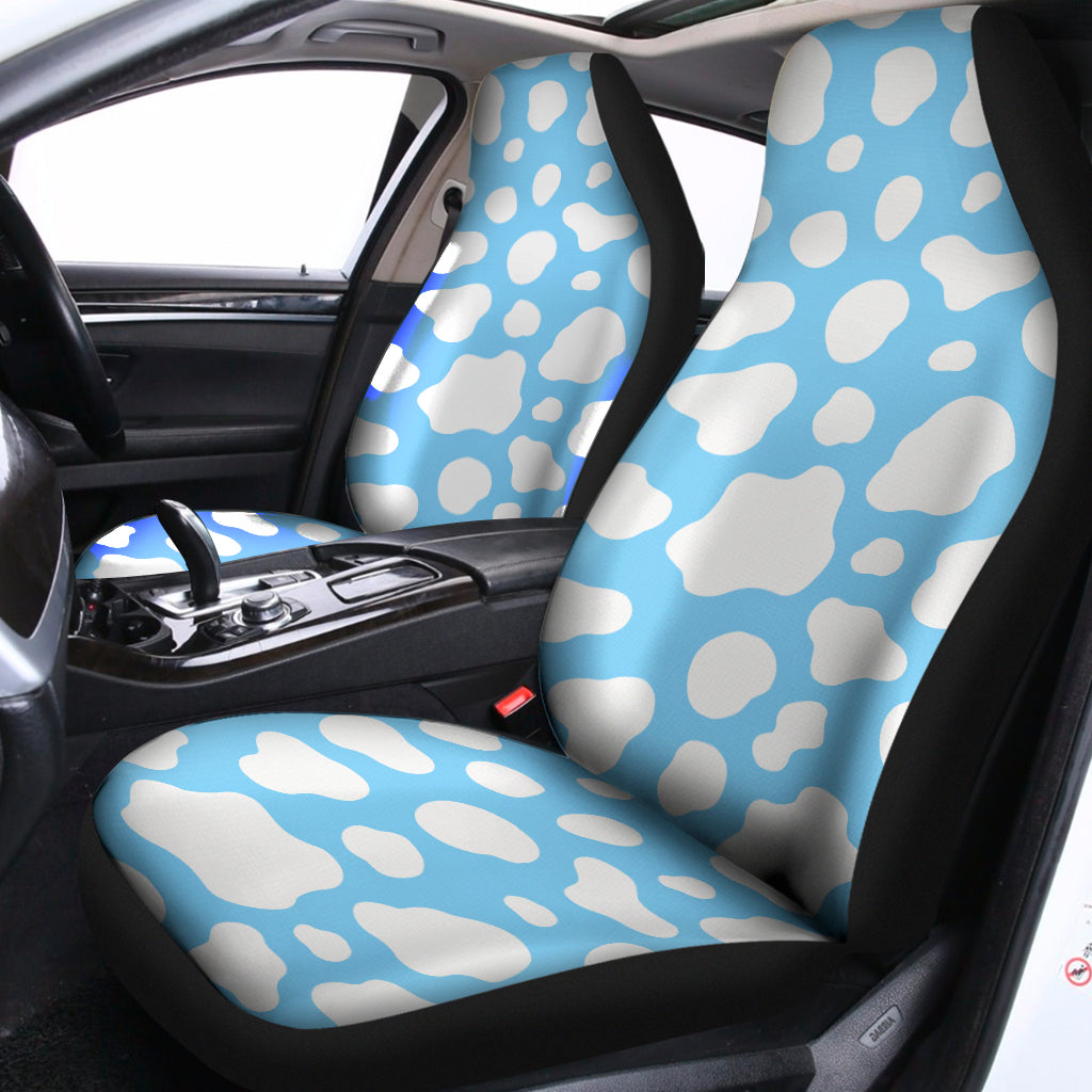 White And Blue Cow Print Universal Fit Car Seat Covers