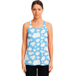 White And Blue Cow Print Women's Racerback Tank Top