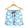 White And Blue Cow Print Women's Shorts