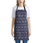 White And Blue Indian Elephant Print Apron