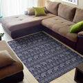 White And Blue Indian Elephant Print Floor Mat