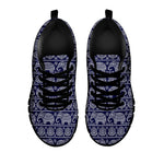 White And Blue Indian Elephant Print Black Sneakers