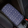 White And Blue Indian Elephant Print Car Center Console Cover