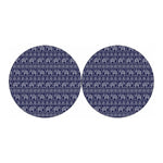 White And Blue Indian Elephant Print Car Coasters